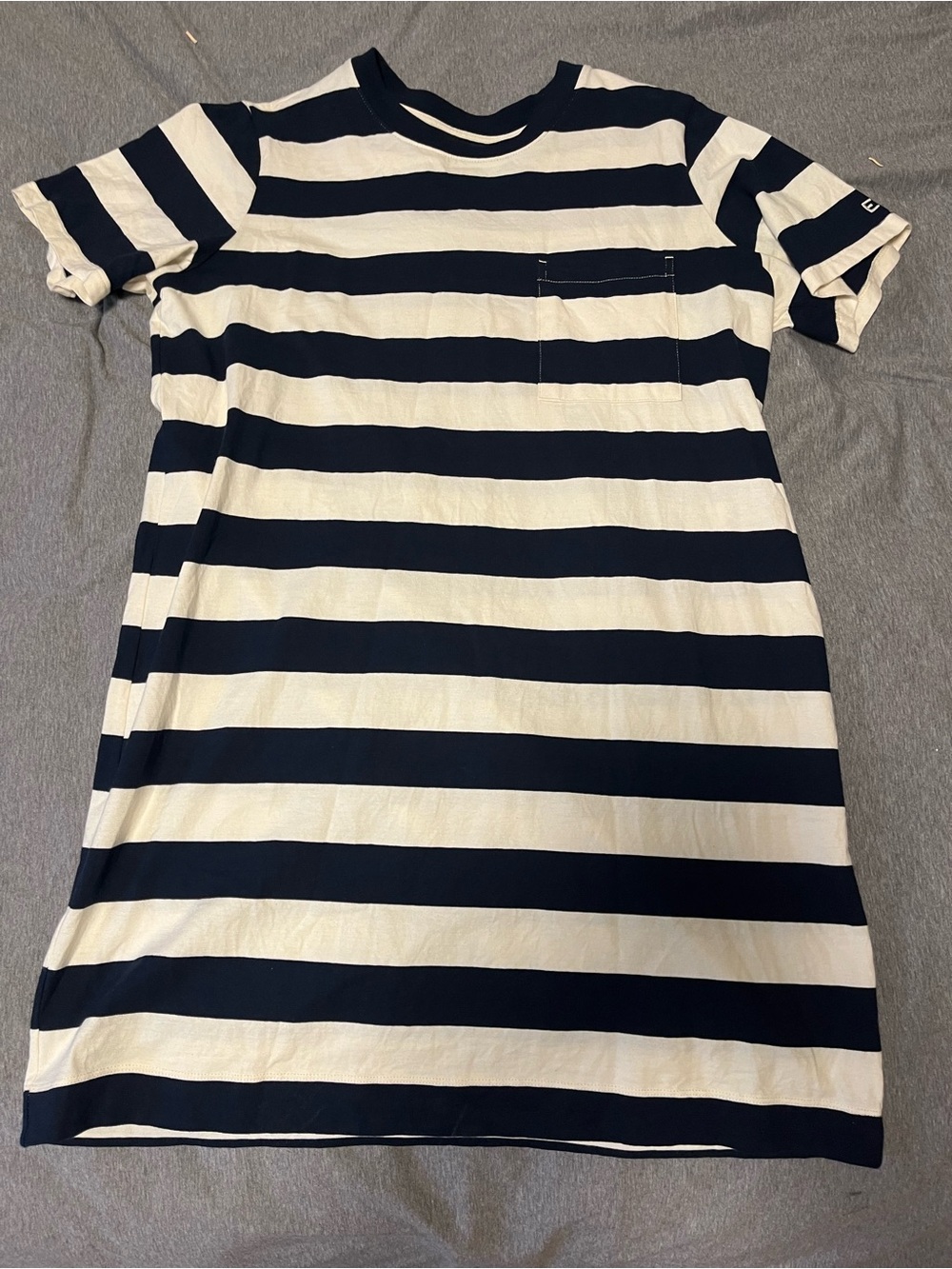 Everlane Navy and White Striped Tee Dress with Pocket